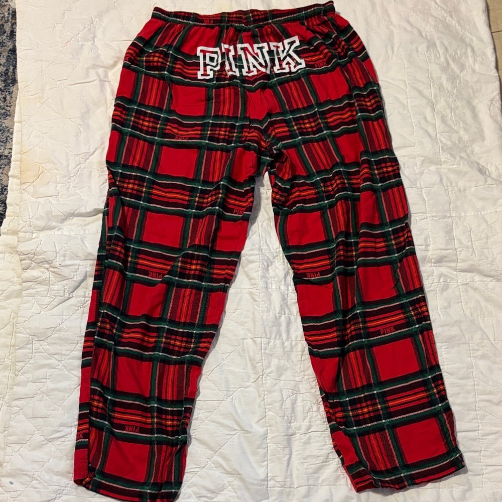 PINK Victoria's Secret ‎ Red Plaid Pajama Bottoms